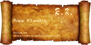 Rapp Klaudia névjegykártya
